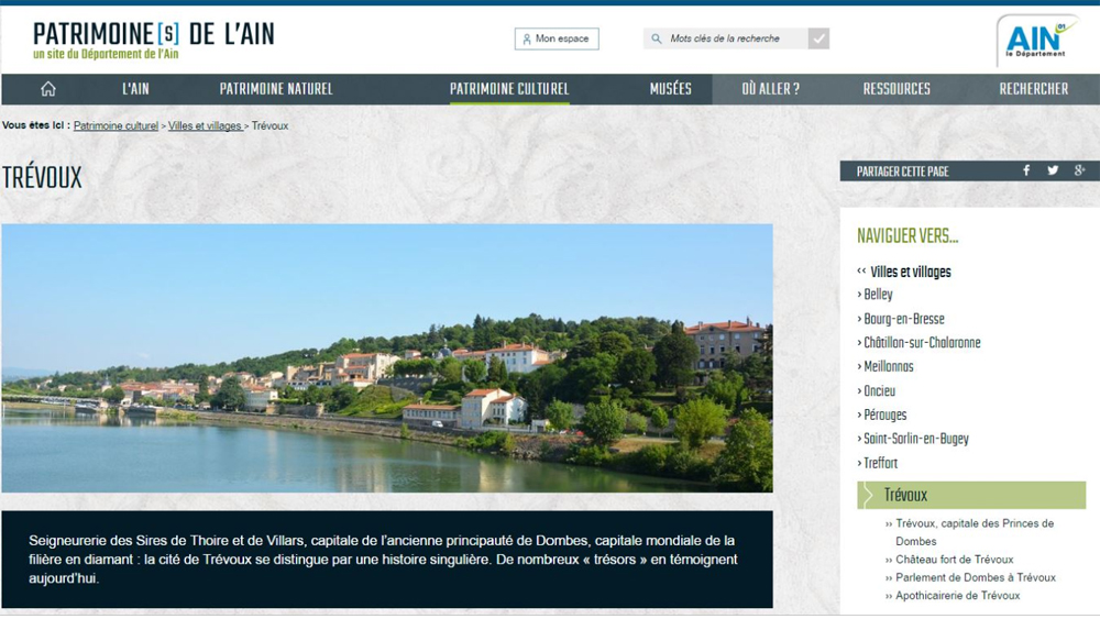 Site internet du patrimoine de l'Ain