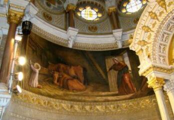 1 vue  - ensemble de 4 peintures monumentales Vie de saint Jean-Baptiste Marie Vianney, curé d'Ars (ouvre la visionneuse)